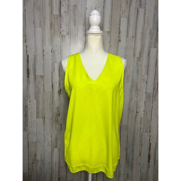J.Crew Women's Sleeveless V-Neck Blouse Size 12 Neon Yellow Casual - Picture 1 of 6